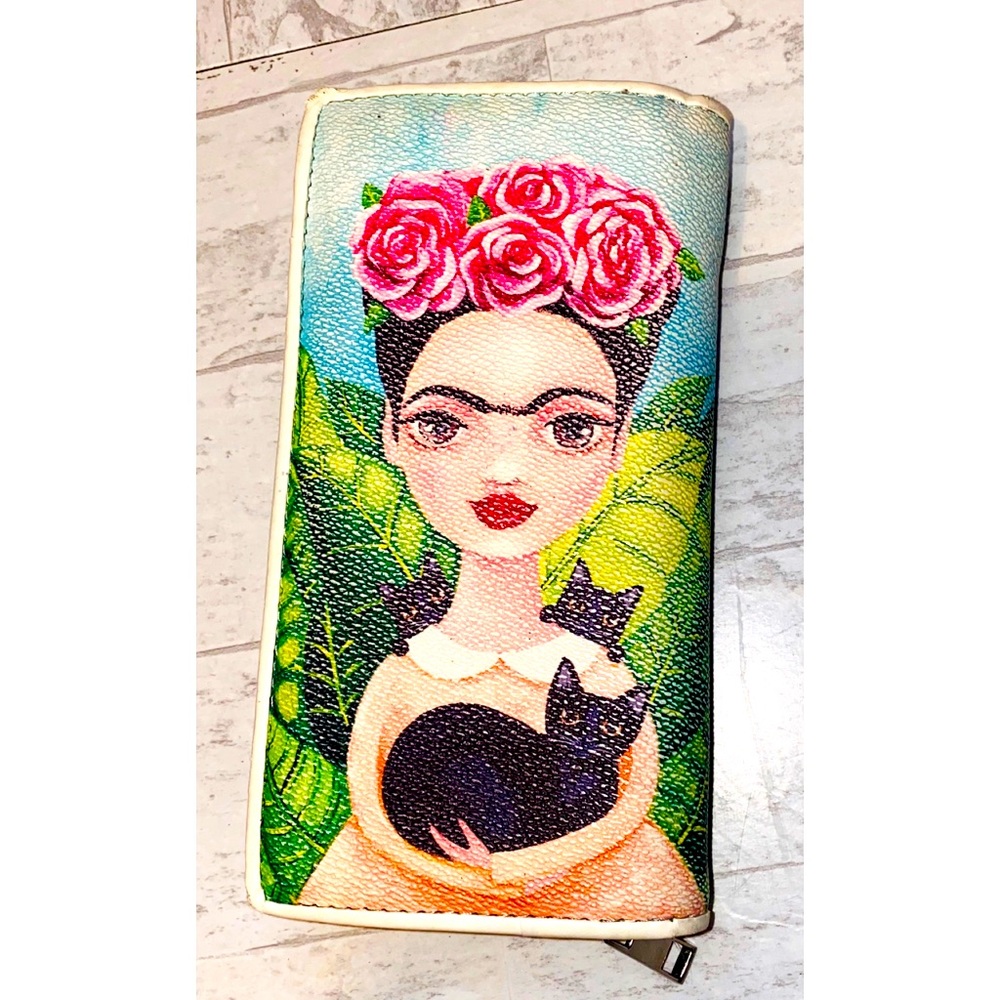 Frida Khalo Leather Zipper Wallet